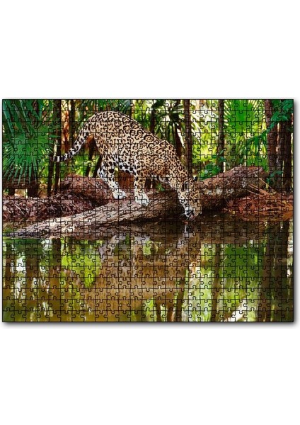 Cakapuzzle Ormanda Su Içen Leopar Görseli 120 Parça Puzzle Yapboz Mdf (Ahşap)