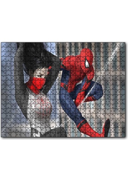 Cakapuzzle Örümcek Adam ve Ipek Görseli 255 Parça Puzzle Yapboz Mdf (Ahşap)