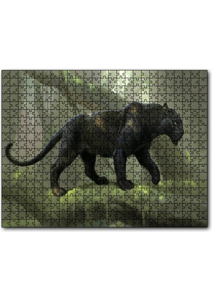 Cakapuzzle Orman ve Kara Panter Görseli 120 Parça Puzzle Yapboz Mdf (Ahşap)