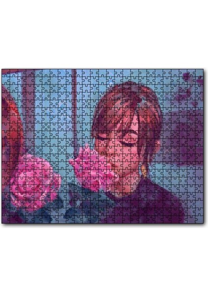 Cakapuzzle Gözleri Kapalı Kız ve Pembe Gül 120 Parça Puzzle Yapboz Mdf (Ahşap)