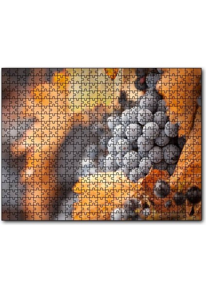 Cakapuzzle Kuru Yapraklar ve Kara Üzümler 120 Parça Puzzle Yapboz Mdf (Ahşap)