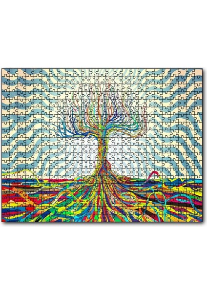 Cakapuzzle Bir Ağaç Oluşturan Renkli Teller Görseli 255 Parça Puzzle Yapboz Mdf (Ahşap)