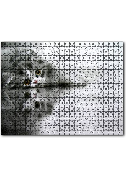 Cakapuzzle Cam Zeminde Sevimli Yavru Kedi Çizim 255 Parça Puzzle Yapboz Mdf (Ahşap)