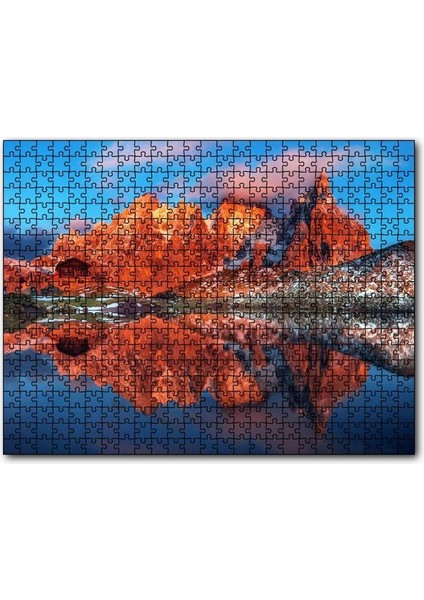 Cakapuzzle Kızıl Dağlar Berrak Göl Karlı Tepeler 1000 Parça Puzzle Yapboz Mdf(Ahşap)