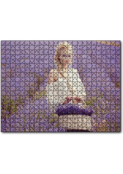 Cakapuzzle Lavanta Tarlası ve Sepetli Kız 120 Parça Puzzle Yapboz Mdf (Ahşap)