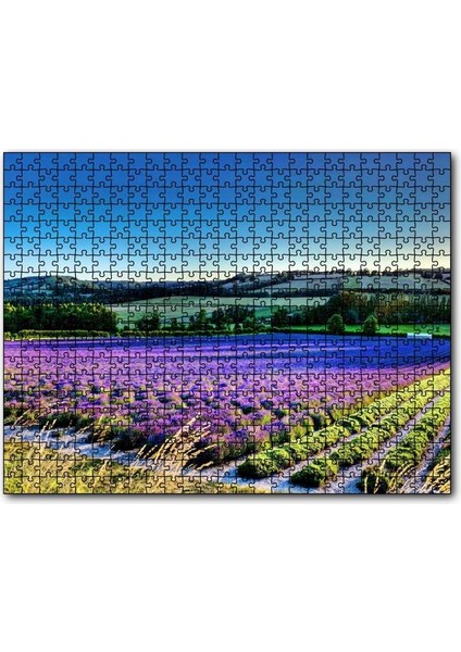 Cakapuzzle Lavanta Tarlası ve Yeşil Tepeler 120 Parça Puzzle Yapboz Mdf (Ahşap)