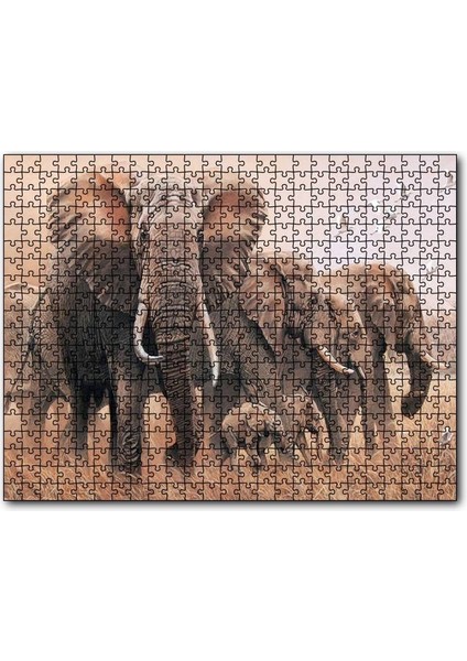 Cakapuzzle Doğada Fil Ayleleri Kuşlar Görseli 120 Parça Puzzle Yapboz Mdf (Ahşap)