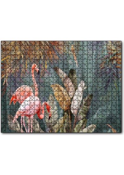 Cakapuzzle Doğadaki Çift Filamingo Görseli 255 Parça Puzzle Yapboz Mdf (Ahşap)