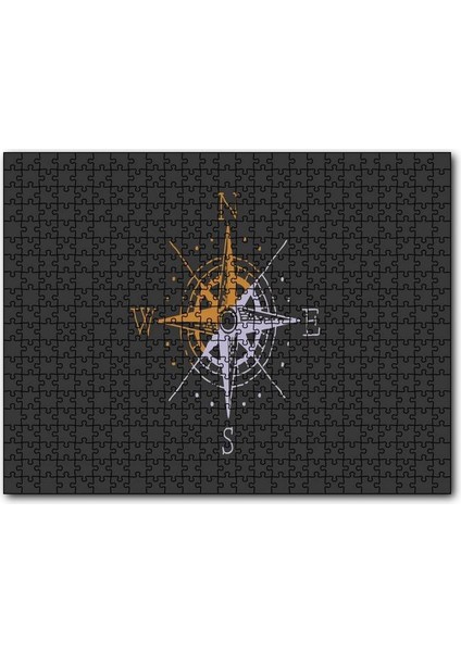 Cakapuzzle Basit Pusula Minimalizm Haki Arkaplan 255 Parça Puzzle Yapboz Mdf (Ahşap)