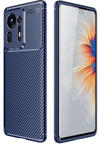 Casestreet Xiaomi Mi Mix 4 Kılıf Negro Karbon Görünüm Dizayn Silikon Lacivert