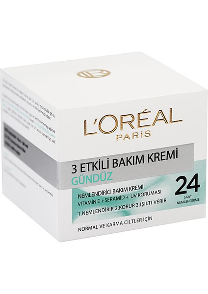 Loreal Paris 3 Etkili Gündüz Bakım Kremi Normal 50 ml