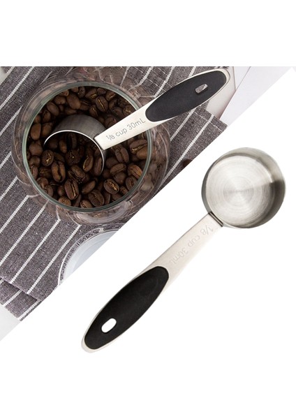 Kahve Kepçe Paslanmaz Çelik Kahve Kaşık Yemek Kaşığı Silikon Kolu (Yurt Dışından)