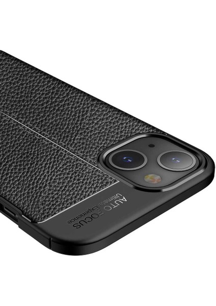 Apple iPhone 13 Kılıf Niss Silikon Deri Görünümlü Korumalı Lacivert