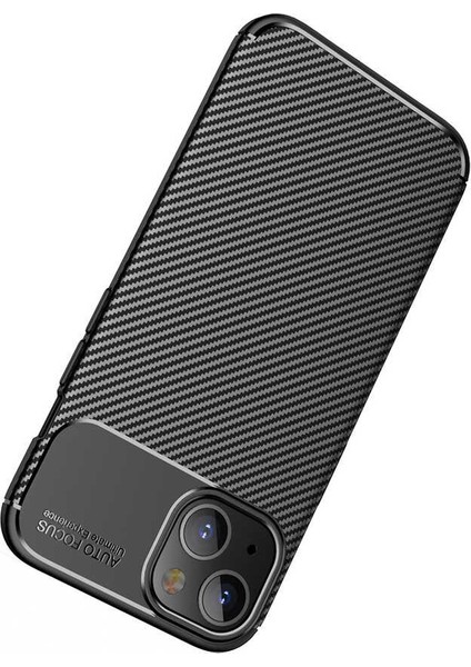 Dlrcase Apple iPhone 13 Kılıf Negro Karbon Görünüm Dizayn Silikon+Nano Glass Siyah
