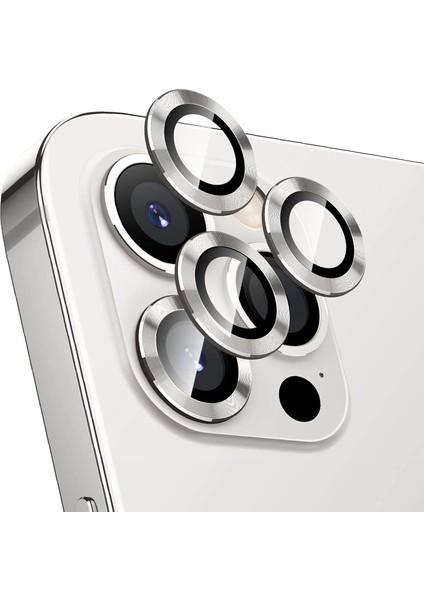 Apple iPhone 13 Pro Max Kamera Metal Cam Lens Koruyucu Gümüş