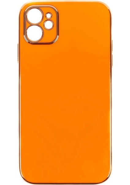 Dlrcase Apple iPhone 11 Kılıf Bark Parlak Silikon Renkli Kenarları Rose Turuncu