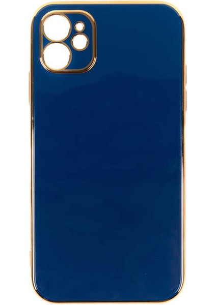 Dlrcase Apple iPhone 11 Kılıf Bark Parlak Silikon Renkli Kenarları Rose Lacivert