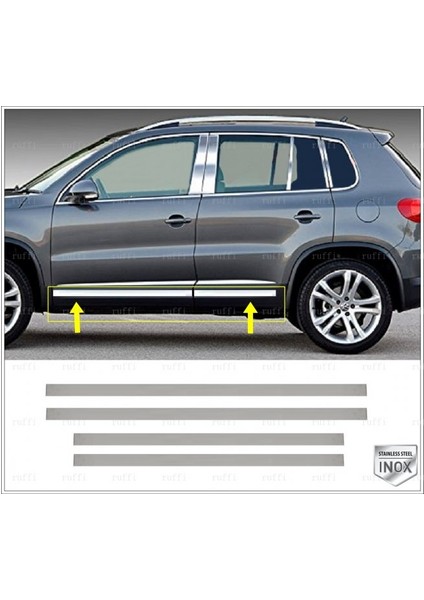 VW Tiguan Krom Yan Kapı Çıtası 4 Kapı 2007-2016 Paslanmaz Çelik