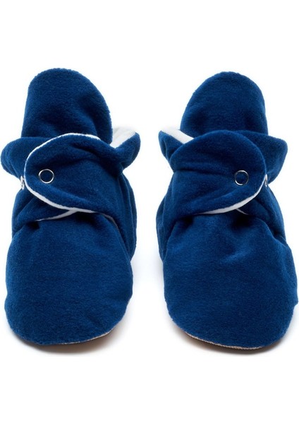 Kaydırmaz Tabanlı Pamuk Astarlı Çıtçıtlı Lacivert Panduf