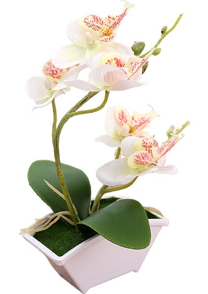 Yapay Orkide Bonsai Faux Çiçek Kapalı Açık Ofis Ev Dekor Beyaz (Yurt Dışından)