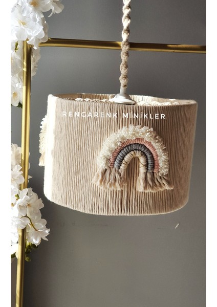 Gökkuşağı Detaylı Makrome Çocuk Odası Avizesi fiyatları