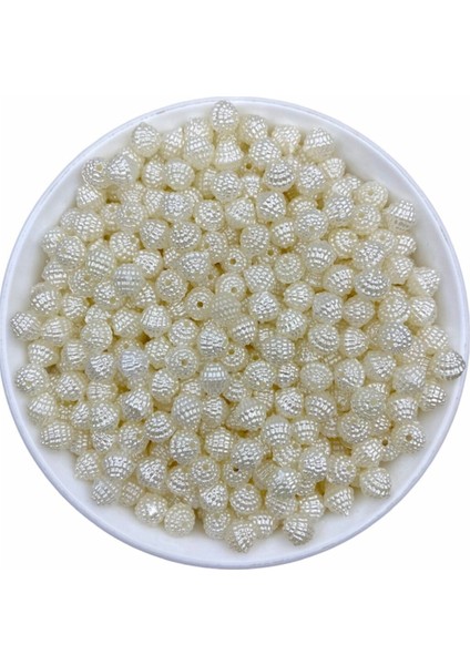 50 gr 8mm Krem Renk Tek Parça Piramit Inci Böğürtlen Boncuk ,takı Yapım Boncuğu (~240ADET)