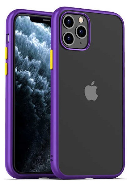 Apple iPhone 11 Pro Kılıf Ultra Ince Renkli Kenar Şeffaf Arka Yüzey Yumuşak Lüx Silikon Hom Kapak Mor