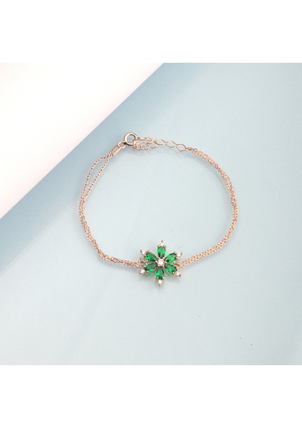 925 Ayar Gümüş Zümrüt Taşlı Nergis Çiçeği Bileklik fırsatları