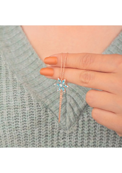 925 Ayar Gümüş Aquamarine Taşlı Nergis Çiçeği Bileklik fiyatları