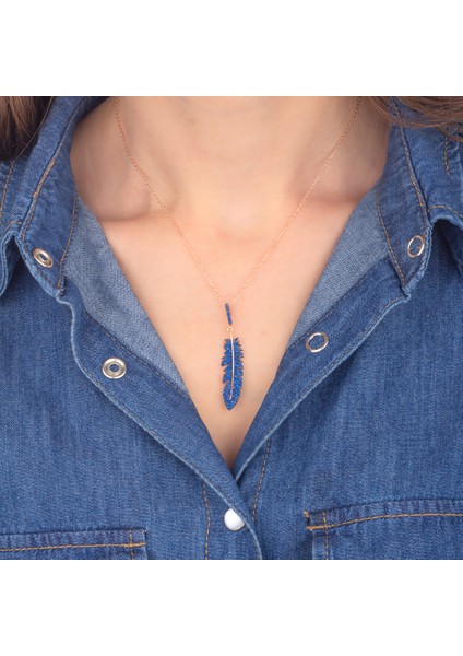 925 Ayar Gümüş Safir Taşlı Yaprak Kolye fiyatları