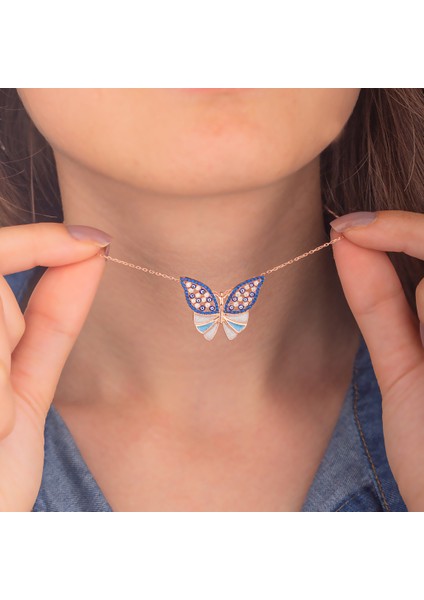 925 Ayar Gümüş Nazar Motifli Kelebek Kolye fiyatları