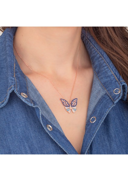 925 Ayar Gümüş Nazar Motifli Kelebek Kolye modelleri