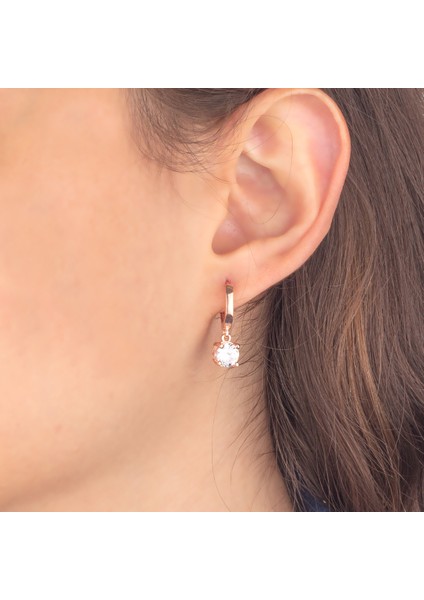 925 Ayar Gümüş Tek Taş Sallantılı Küpe modelleri