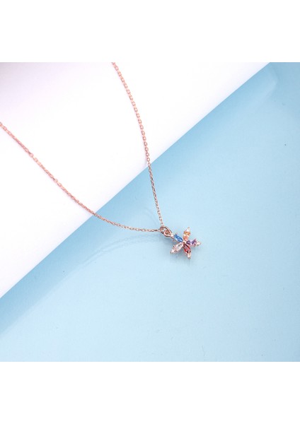 925 Ayar Gümüş Mix Taşlı Nergis Çiçeği Kolye