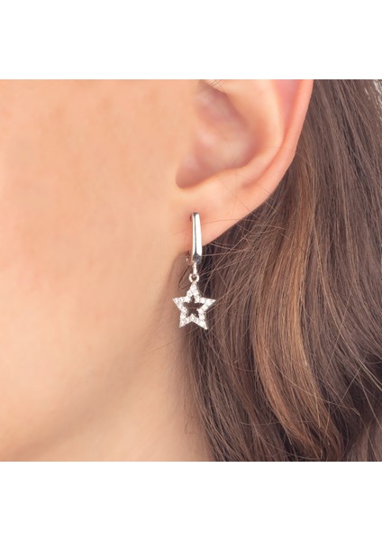 925 Ayar Gümüş Yıldız Sallantılı Küpe modelleri