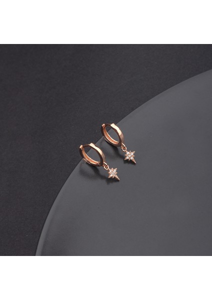 925 Ayar Gümüş Kutup Yıldızı Sallantılı Küpe