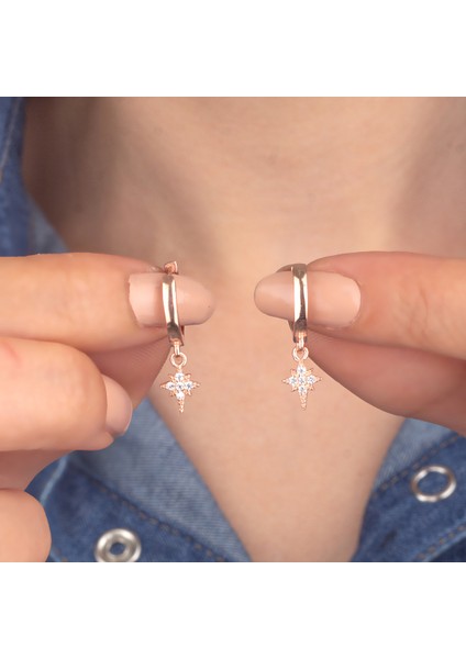 925 Ayar Gümüş Kutup Yıldızı Sallantılı Küpe fiyatları