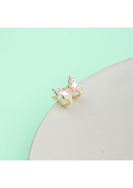 925 Ayar Gümüş Mineli Unicorn Çocuk Küpesi