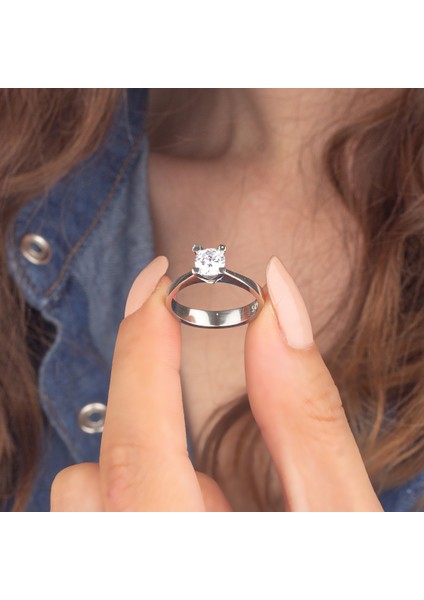 925 Ayar Gümüş Tek Taş Yüzük fiyatları