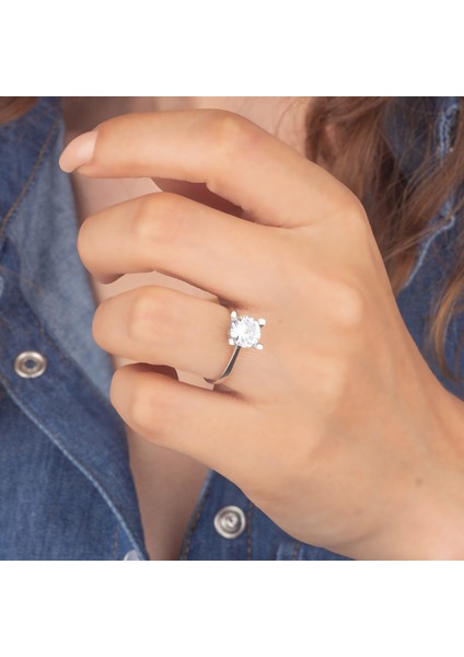 925 Ayar Gümüş Pırlanta Model Tek Taş Yüzük modelleri