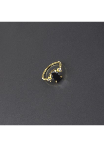 925 Ayar Gümüş Oniks Taşlı Nokta Kollu Yüzük fırsatları