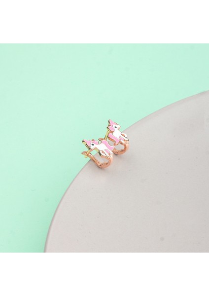 925 Ayar Gümüş Mineli Unicorn Çocuk Küpesi