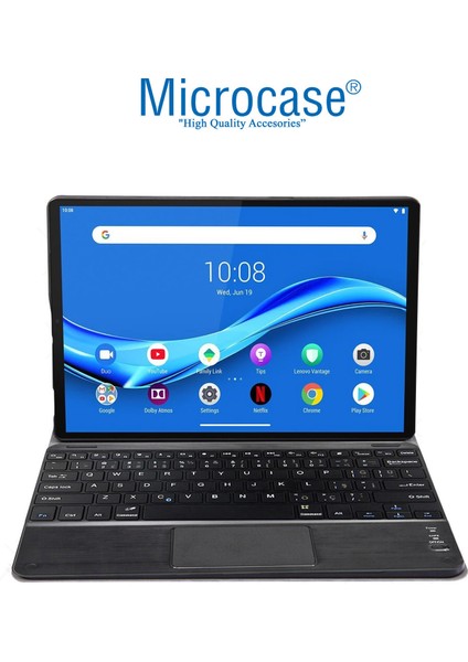 Lenovo M10 Plus 10.3 Inch TB-X606 X606F Bluetooth Touchpad Klavye + Bkk5 Standlı Kılıf - Siyah