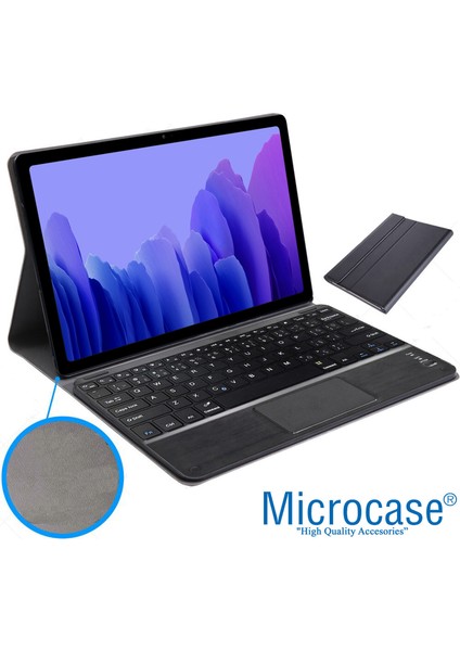 Samsung Galaxy Tab A7 T500 T505 T507 10.4" 2020 Bluetooth Touchpad Klavye + Bkk5 Standlı Kılıf - Siyah