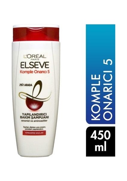 Marka: Elseve Komple Onarıcı 5 Yapılandırıcı Bakım Şampuanı 2'si 1 Arada 450 ml Kategori: Şampuan