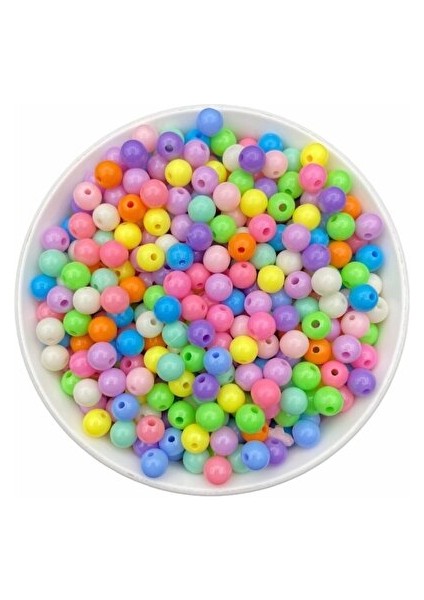 25gr 8mm Mat Karışık Pastel Renkli Neon Boncuk,takı Yapım Boncuğu (25 GR, ~85 ADET)