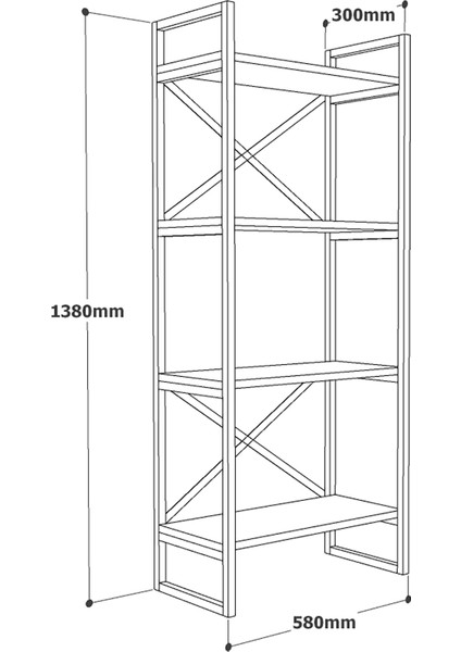 Robin Home Atlantis Metal Kitaplık 4 Raflı 138CM As1-A