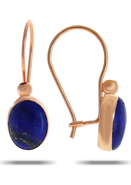 Lapis Lazuli Taşlı Rose Gümüş Küpe 5530