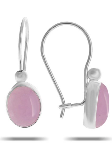 Pembe Kuvars Taşlı Gümüş Küpe 5535