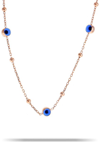 Rose Toplu Gümüş Göz Kolye 7329